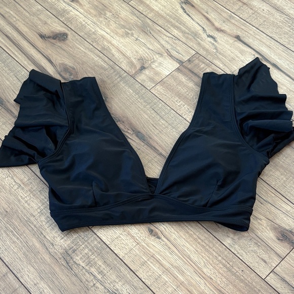 Black Ruffle Sleeve Bikini Top - Picture 1 of 9